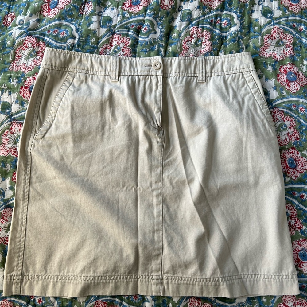 LLBean stone colored mini skirt 14 Petite
